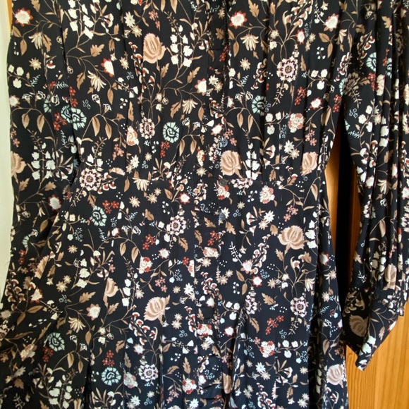 FRAME Midi Dress Silk Floral - Noir Multi - Picture 6 of 8